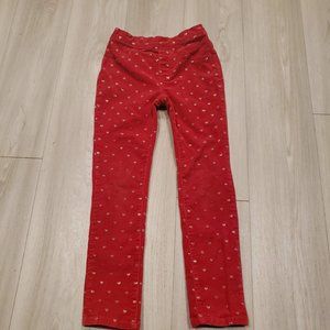 365 Kids Red Girls Jeans Size 6 W/ Gold Glitter Hearts